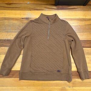 Women's L.L.Bean Quilted 1/4-Zip Pullover Toffee Heather Size Large